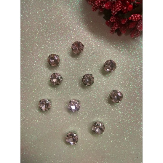 Стразы в цапах "Круг" цв. розовый, цена за 1 шт